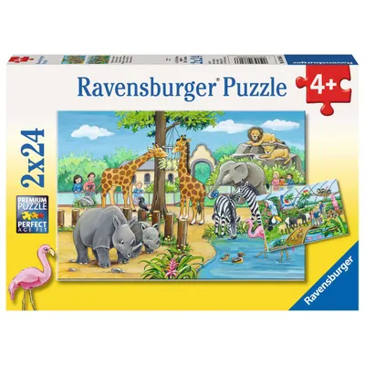 Boîte du jeu Ravensburger, Bienvenue au zoo (2 × 24 pièces)